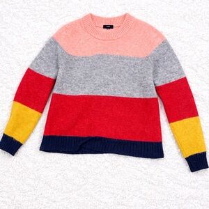J. Crew Alpaca Blend Colorblock Sweater Medium Crew Neck Striped